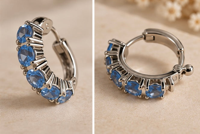 Argola Azul Ródio