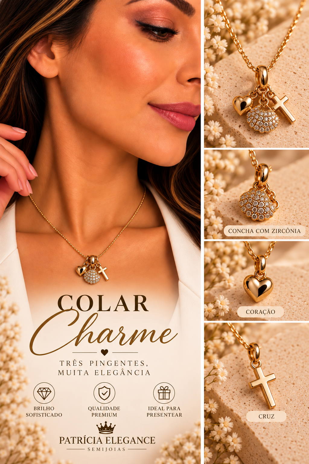 Conjunto Charme no Ródio e no ouro
