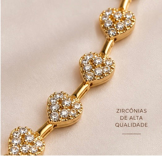 Pulseira Coração Cravejado