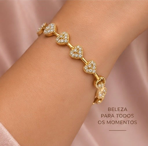Pulseira Coração Cravejado
