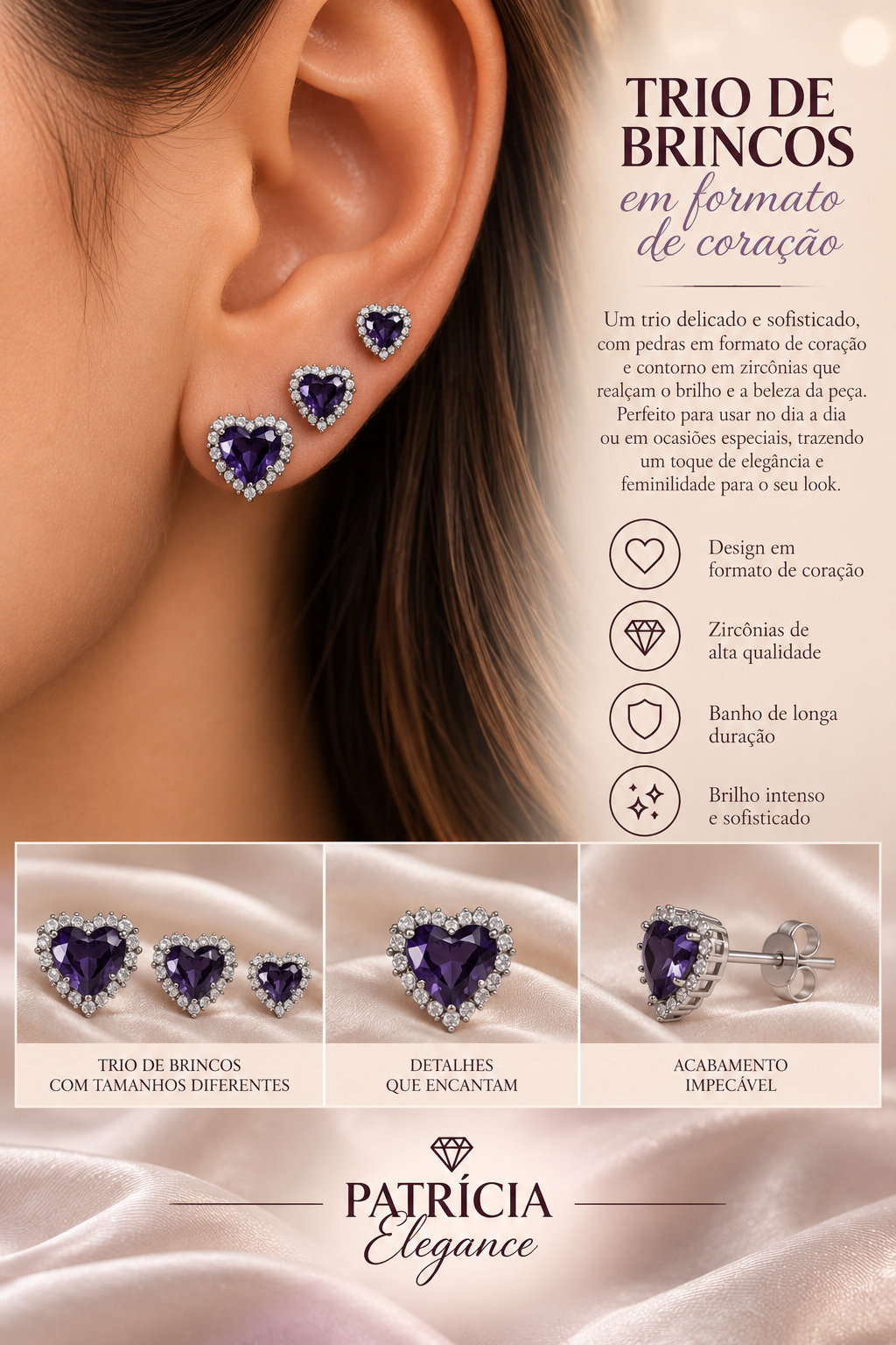Trio Coração zirconia