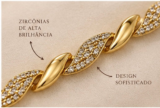 Pulseira Folha Cravejada