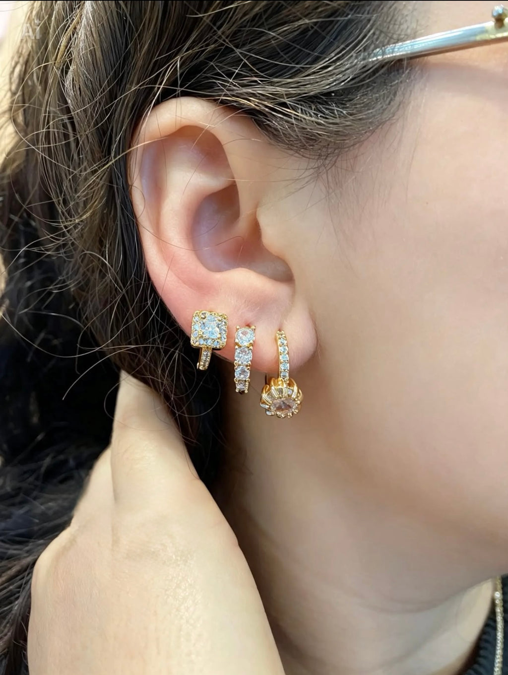 Trio de Argolas Com  Zirconias