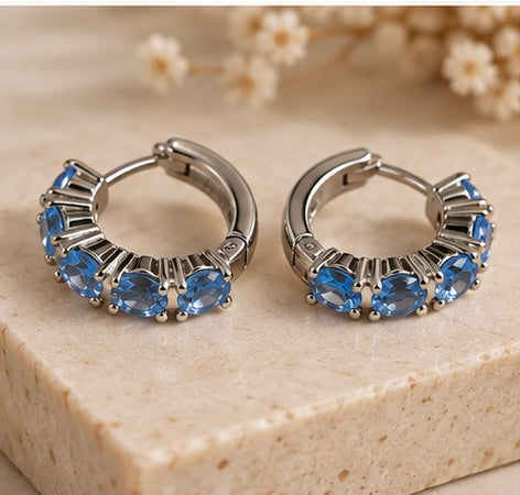Argola Azul Ródio