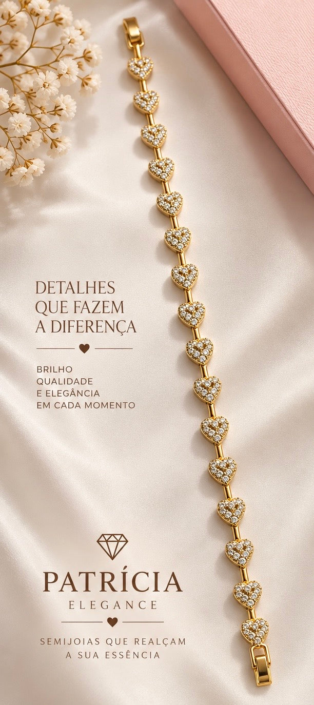 Pulseira Coração Cravejado