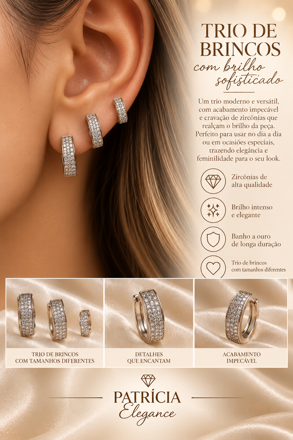 Trio De Argolas 2 Fileiras