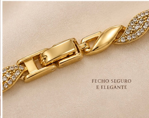 Pulseira Folha Cravejada