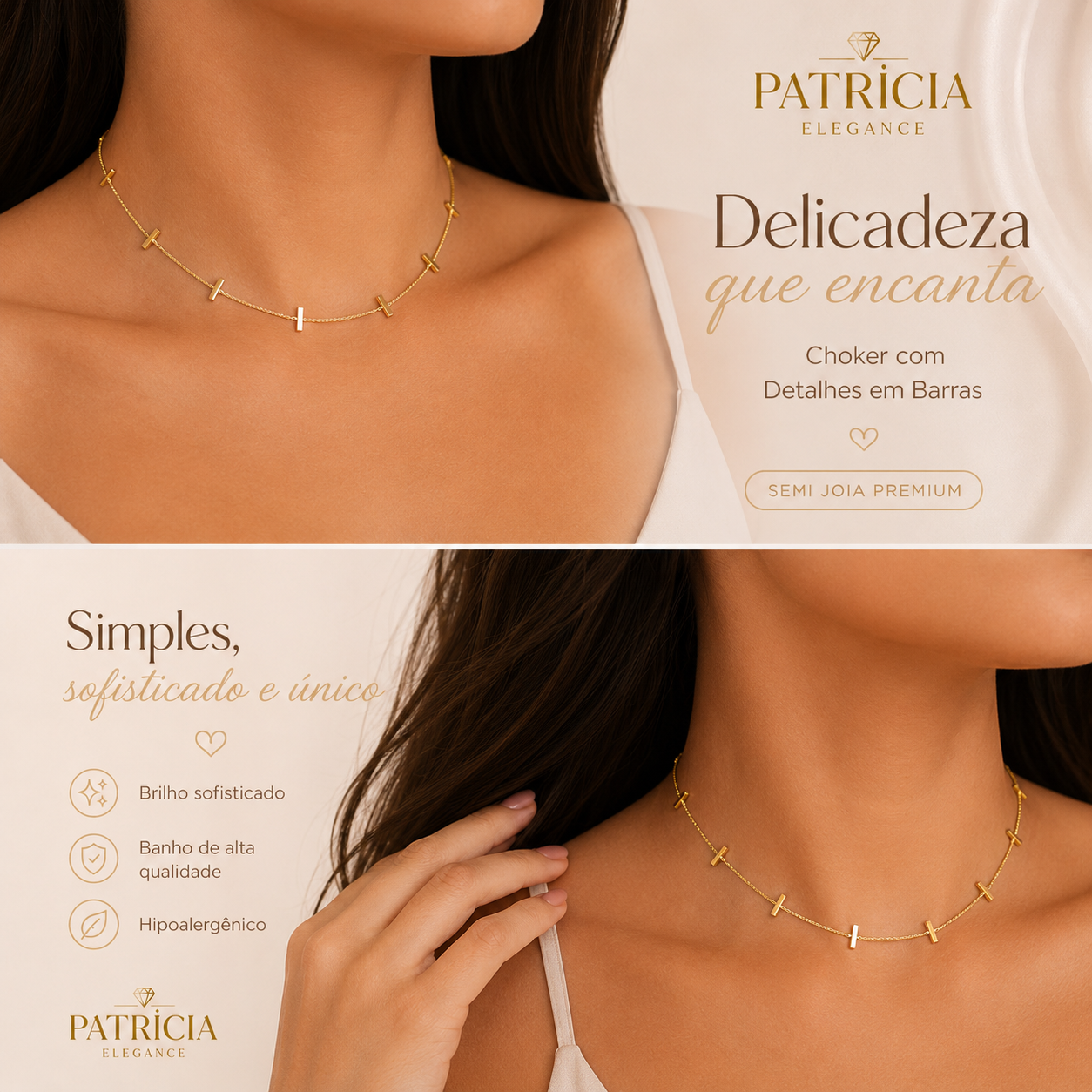 Choker Grumet com Barras