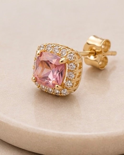 Brinco Quadrado Rosa