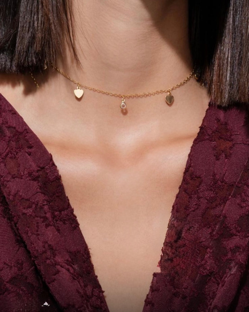 Choker coração & Ponto de Luz