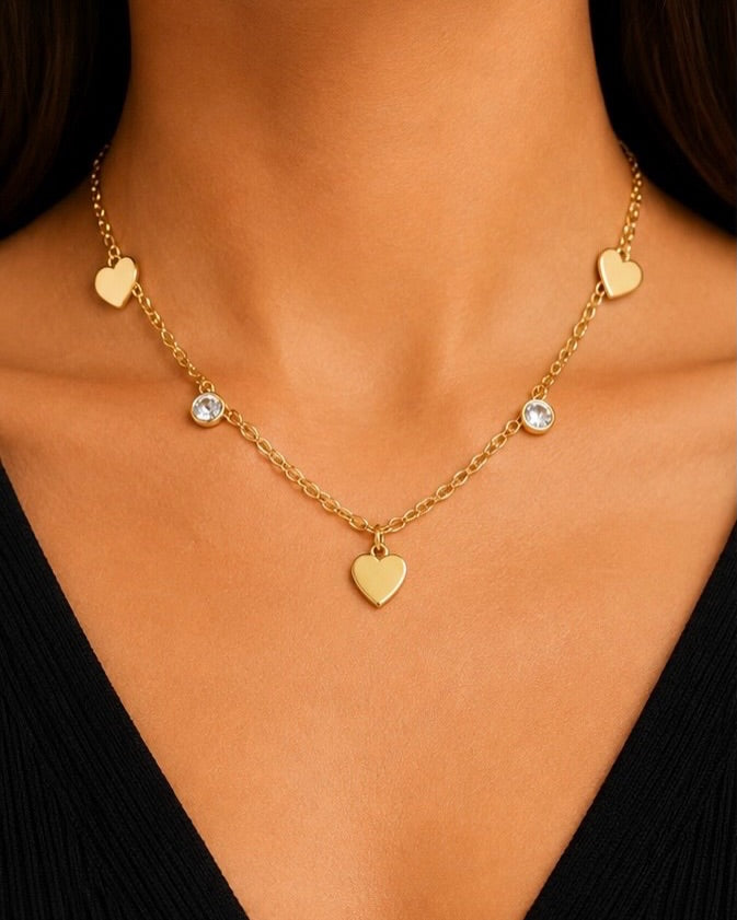 Choker coração & Ponto de Luz